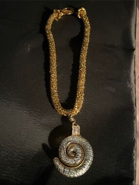 Gold-Tone Spiral Glass Pendant Necklace - Women Jewelry